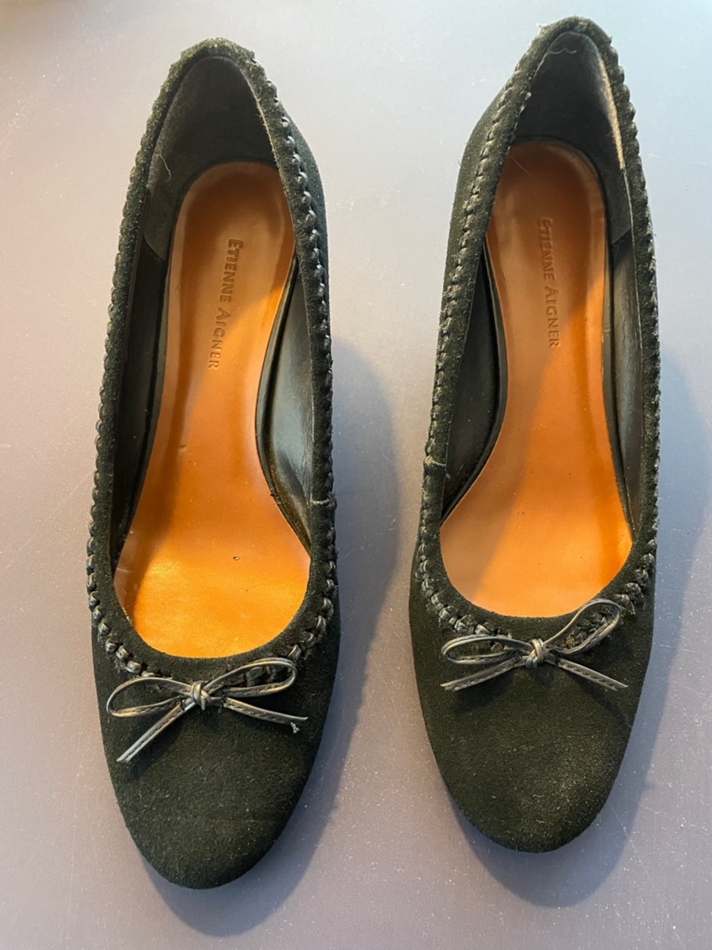 Etienne Aigner Navy Suede Wedge Heel. Size 7 1/2